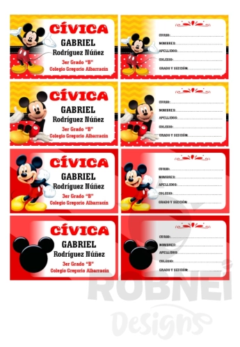 Mickey Mouse rojo Etiqueta